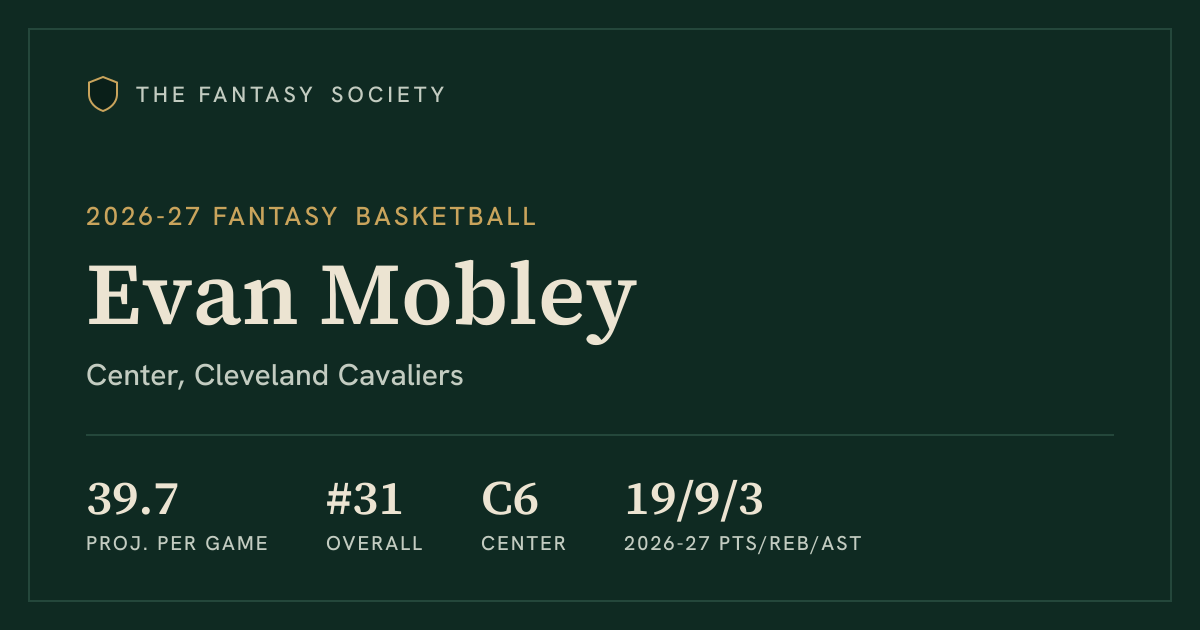 Evan Mobley fantasy basketball outlook and stats (2026-27) | The ...