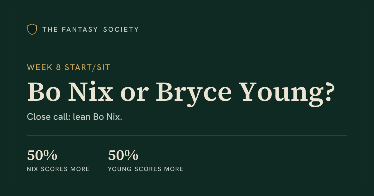 Bo Nix or Bryce Young: who to start in Week 8 (2026) | The Fantasy Society