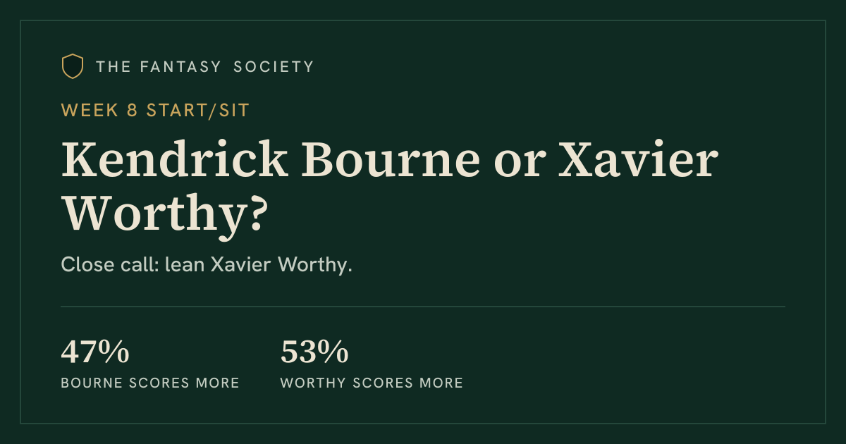 Kendrick Bourne or Xavier Worthy: who to start in Week 8 (2026) | The ...